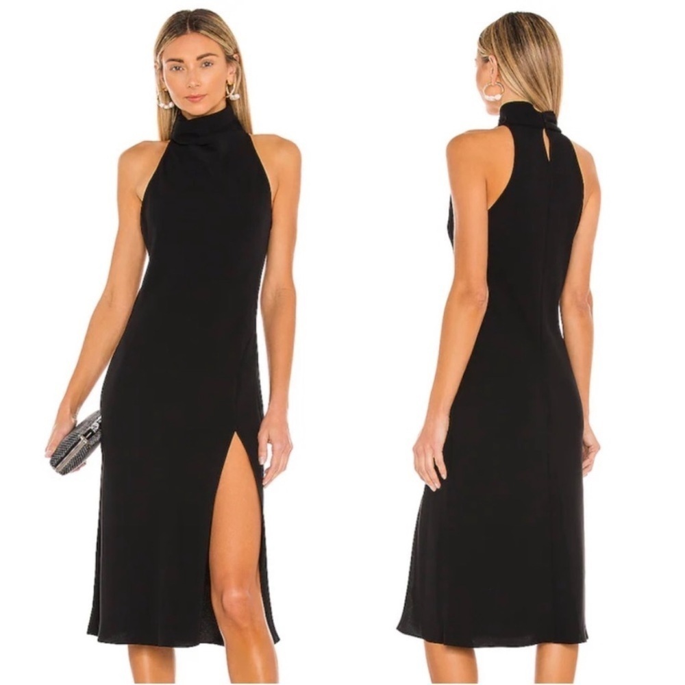 Amanda Uprichard Black Stanford Midi Dress NWOT